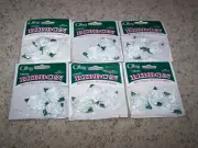 Lot of 6 Offray RIBBON FLOWERS Boutique Accessories CRAFTS White Swirl Rose