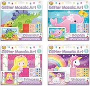 [4PK] Easy Craft Glitter Mosaic Craft Kit, Creative DIY Art and Craft Activity