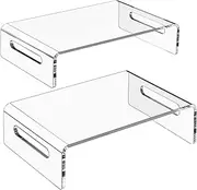 Monitor Stand Riser, Acrylic Monitor Stand for Computer, Laptop, Printer, Notebook, Premium Clear Laptop Stand Acrylic Monitor Riser for Home Office (2 Pack Monitor Stand Riser)