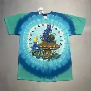 Vintage Liquid Blue Alice in Wonderland Tie Dye Art Tee Shirt Deadstock