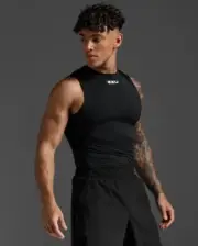 2XU Mens Core Compression Sleeveless Top- Black
