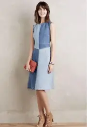 Anthropologie New Holding Horses Patch Denim Dress Size 4 NWT