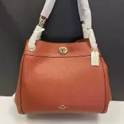 Coach 36855 TURNLOCK EDIE Orange SHOULDER BAG IN LEATHER LI /Terracotta NEW $395