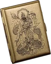 [Lorxilar] Cigarette Case Box Copper 85mm 16 Capacity Sturdy Double Sided Spring Clip Open Pocket,One Size,Gold N