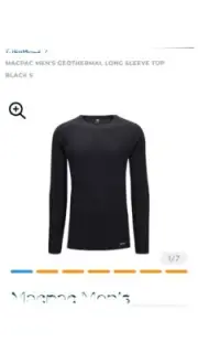 macpac geothermals - Mens Sz- S. Black, Long Sleeve, Baselayer.