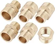 uxcell 6pcs Hex Reducing Nipple G1/4 to G3/8 Male Thread Pipe Brass Fitting