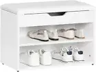 White Shoe Rack 2 Tiers Shoe Cabinet Shoe Storage Bench with Folding