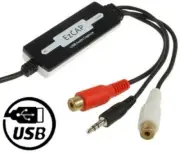 USB Audio Capture ADC Converter RCA L/R 3.5mm Jack Input Direct Plug to USB Port