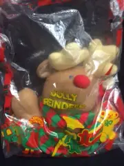Vintage 1988 Avon Jolly Reindeer Plush Christmas Stocking New Sealed 15”