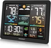 [KIDLEDUCT] Weather Station Wireless Indoor Outdoor Thermometer, 8.5" Large Color Atomic Clock with Sunrise Sunset Time, 5 Levels of Backlight, Weather Forecast/Barometer Run Chart, Moon Phase, Tide