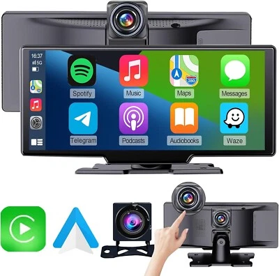 9 inch Wireless Apple CarPlay Screen for Car& 4K Dash Cam with Android Auto.Port