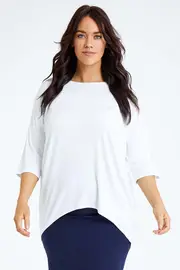 Relaxed High Low Bamboo Top--WHI-T2074