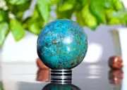 Rare Large 50MM Pyrite Sky-Blue Turquoise Stone Metaphysical Sphere Ball
