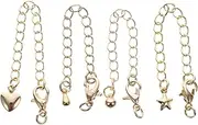 [LOLIPPYY] 4Pcs Gold Necklace Extender Chains Gold Plated Jewelry Accessories for DIY Bracelet and Necklace Smooth and Durable for Customizing