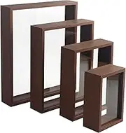 4pcs Deep Shadow Box Frame, Double Glass Shadow Boxes Display Cases, Wooden Dried Flower Frame, Decorative Floating Photo Frame for Home Decor(Brown) (4)