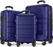 [Axidou] Luggage Sets 3 Piece (20/24/28 Inch), Hard Spinner Luggage, PC+ABS Durable Luggage TSA Lock, Telescopic Handle, Suitable for Men and Women to Carry, Dark Blue, Dark Blue, 3 Piece Set, Luggage
