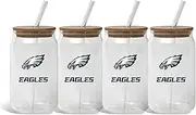 The Memory Company | Licensed NFL 4-Pack Can Shaped Glasses with Bamboo Lid