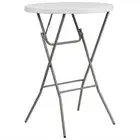 Flash Furniture 32" Round Plastic Folding Bar Table in Granite White