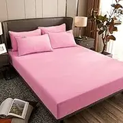 Winter Plush Fitted Sheet Solid Elastic Band Fitted Sheet Mattress Cover Velvet Bedspread Mattress Cover,Pink,150x200x20cm