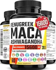 Ashwagandha 8000mg Maca Root 4000mg Fenugreek 1500mg Supplement with Tongkat Ali Ginseng - Ashwagandha Capsules Maca Pills Fenugreek Caps