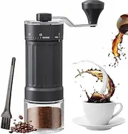 Myrthra Manual Coffee Grinder with Conical Ceramic Burrs - Portable Coffee Bean Grinder for Espresso, French Press, Pour Over - 25g Capacity, Internal & External Adjustment