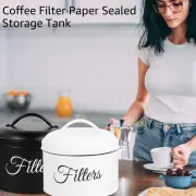 Coffee Filter Holder Round Basket Coffee Filter Storage Container with Lid faINB