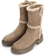 JILLSTUART SHOE(ジルスチュアート シュー) Jill Stuart Shoe 6590 Women's Fashion Boots Track Sole Boa Half Boots, beige suede, 23.0 cm