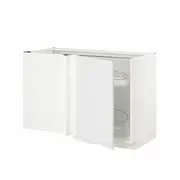 METOD corner base cab w pull-out fitting, white/Stensund white, 128x68x80 cm