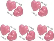 ULTECHNOVO 10 Pcs Heart Shape Ceramic Drawer Knobs, Pink, 4.00X3.50X3.00cm, Vintage Pink Drawer Handles for Home, Dresser, Cupboard, Living-Room, Kitchen, Bathroom, Office