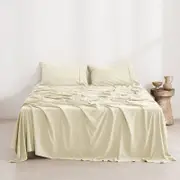 Dreamaker Superfine Washed Microfibre Sheet Set Natural Double Bed