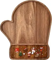 Guowall Wooden Tray Glove Epoxy Resin Serving Platter Christmas Decoration Cheese Board for Kitchen, Home Decor, Food Display - 1 pc/Set