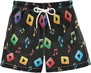 [RPLIFE] Boys Trunks, Anti Chafe Swim Trunks Boys 2 T, Colorful Music Notes Black