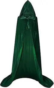 AUTOWT Adults Hooded Cloak Velvet Cape, Long Full Length Cloak, Grim Vampire Witch Wizard Capes, Lightweight Dress UP Overcoat Costume for Unisex Carnival Halloween Cosplay Masquerade
