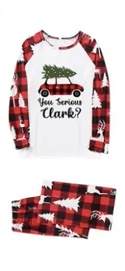 You Serious Clark? Christmas Pajamas Set - Red Buffalo Check - Men XL = US Large
