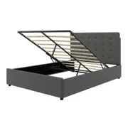 Queen Grey Bed Frame with Headboard Gas Lift Storage