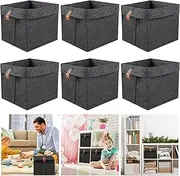 Fxvhojq 6Pcs Storage Cubes Collapsible Fabric Storage Cubes Organizer Foldable Cube Storage Bin 9 X 9 X 10inch Collapsible Storage Bins with Hanging Ring for Shelves, Storage Boxes (Dark Grey)