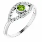 Peridot & White Sapphire Evil Eye Ring In Sterling Silver