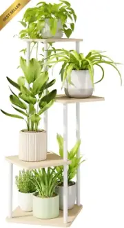 4-Tier Metal Plant Stand Indoor Small Corner Shelf White