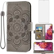 Asuwish Compatible with Samsung Galaxy S20 FE Gaxaly S 20 FE 5G UW 6.5 inch Wallet Case and Glass Screen Protector Flip Card Holder Cell Phone Cover for Glaxay S20FE5G S20FE 20S Fan Edition 4G G5 Gray