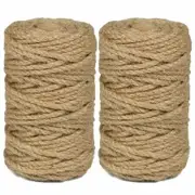 2Pack 5mm Natural Jute Twine String 200M Long Twine String for Crafting Gardening Gift Wrapping Macrame DIY Home Decor