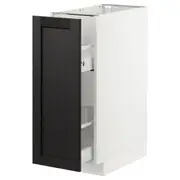 METOD base cabinet/pull-out int fittings, white/Lerhyttan black stained, 30x60x80 cm