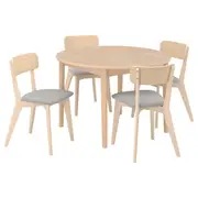 SKANSNÄS / LISABO table and 4 chairs, light beech ash/Tallmyra white/black, 115/170 cm