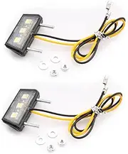 VISSQH 2 x Number Plate Light Motorcycle 12 V LED Number Plate Light Motorcycle Number Plate Light Mini 3-LED Licence Plate Light Rear Light Lamp for Car, Trailer, Vehicle or Truck White Light