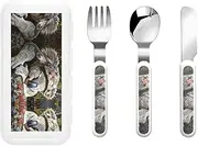 Sleeping Koala Cap 3 Piece Set For Camping Stainless Steel Flatware, Spoon, Fork, Knife, Ideal For Outdoor