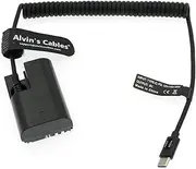 [Alvin's Cables] PD USB C Type-C to LP-E6 Dummy Battery Power Coiled Cable for Canon EOS R R5 R6 90D 80D 70D 60D 60Da 5D Mark II III IV 6D Mark II 7D Mark II Cameras