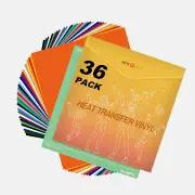 Heat Transfer Vinyl Bundle - 12"x10" 36 Packs（27 Assorted Colors）