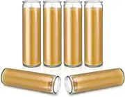 MTLEE 6 Pcs Glass Jar Vigil Altar Beeswax Candles Yellow Prayer Meditation Beeswax Pillar Candles Decorative Unscented Beeswax Votive Candles for Home Church 2.5 x 8 Inch 90-100 Hour Burn Time