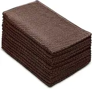 COTTON CRAFT Amazing Kitchen Towels -12 Pack- 100% Cotton Euro Café Waffle Weave Dish Towels Set - Soft Absorbent Quick Dry Low Lint - Reusable Terry Pantry Bar Cleaning Cloth - Large 16x28- Chocolate