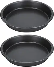 2Pcs Pizza Pan, Round Baking Pan, Non Stick Pizza Tray with Carbon Steel for Kitchen Bakery Cake Bakeware (9 Inch)