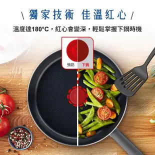 【Tefal 特福】MOMO獨家法國製優雅蔚藍系列不沾鍋平底鍋雙鍋組(24CM+28CM)